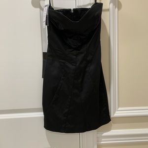 Black strapless mini dress